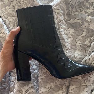 Missguided Black Croc Ankle Boots